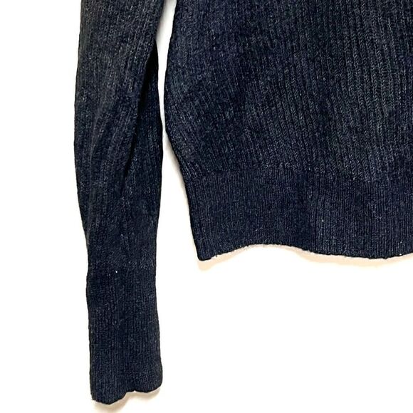 Quince Alpaca Wool Blend Crop Crewneck black sweater Sz S/M - Picture 5 of 9